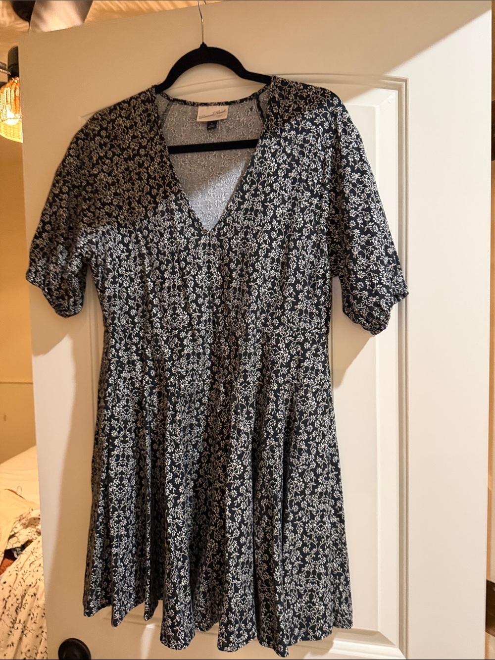 Black small print floral dress